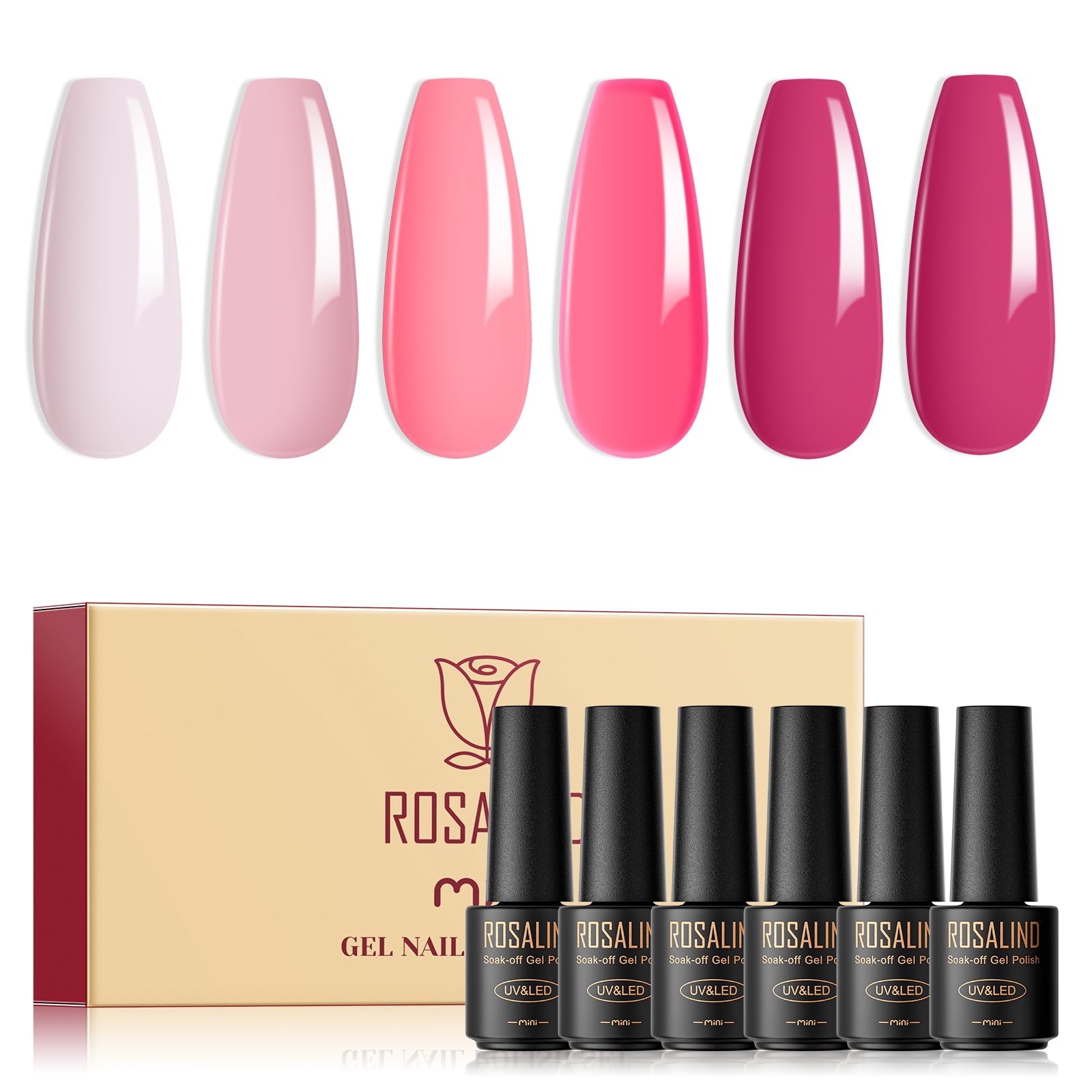 ROSALIND 6PCS Nude Gel Nail Polish Collection Polish Light Pink Gel Polish Set Gel Long Lasting-image-32