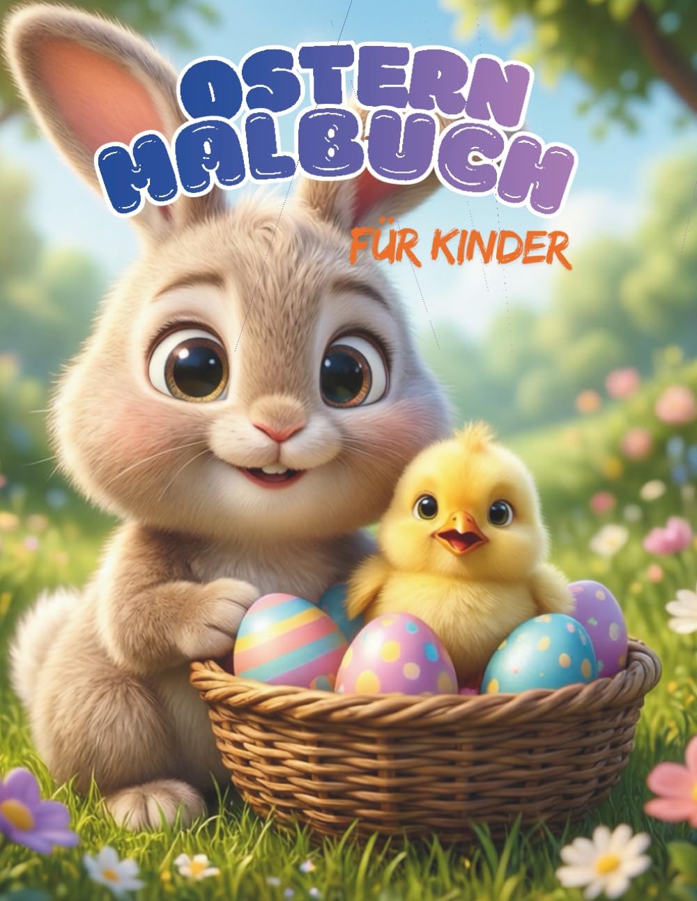 Ostern Malbuch für Kinder: Süße Hasen, Küken & Ostereier – Einfaches Ausmalbuch für Kinder ab 3 Jahren