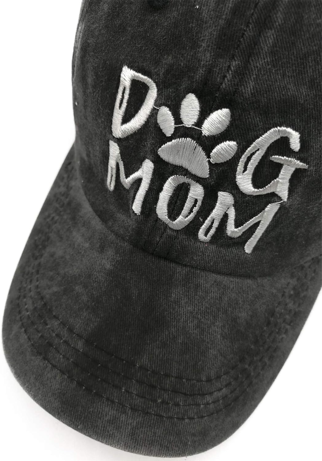 Dog Mom Ponytail Baseball Cap Messy Bun Vintage Washed Distressed Twill Plain Hat for Women - Image 2