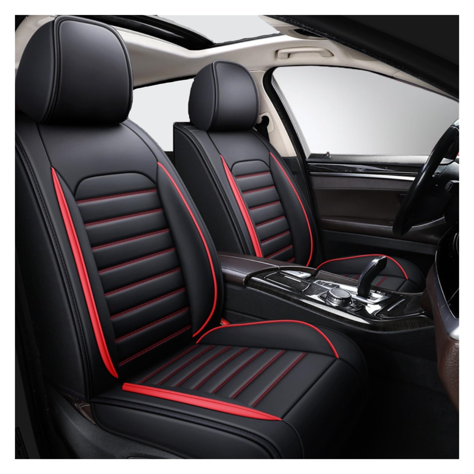 Coprisedili Auto Anteriore per Peugeot 208 II/208 GT 2019-2023 2024 2025, Impermeabile Coprisedili Universale, Set Coprisedile Anteriori Set Coprisedili Protezioni 2-Posti(C(Red))
