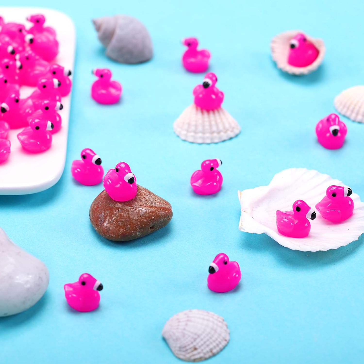 Mini Resin Ducks, 300 Pcs Tiny Ducks, Pink Flamingo Figurine, Resin Animals Toy for Cake Topper, Garden, Dollhouse, DIY Crafts, Party, Aquarium Decor image 3
