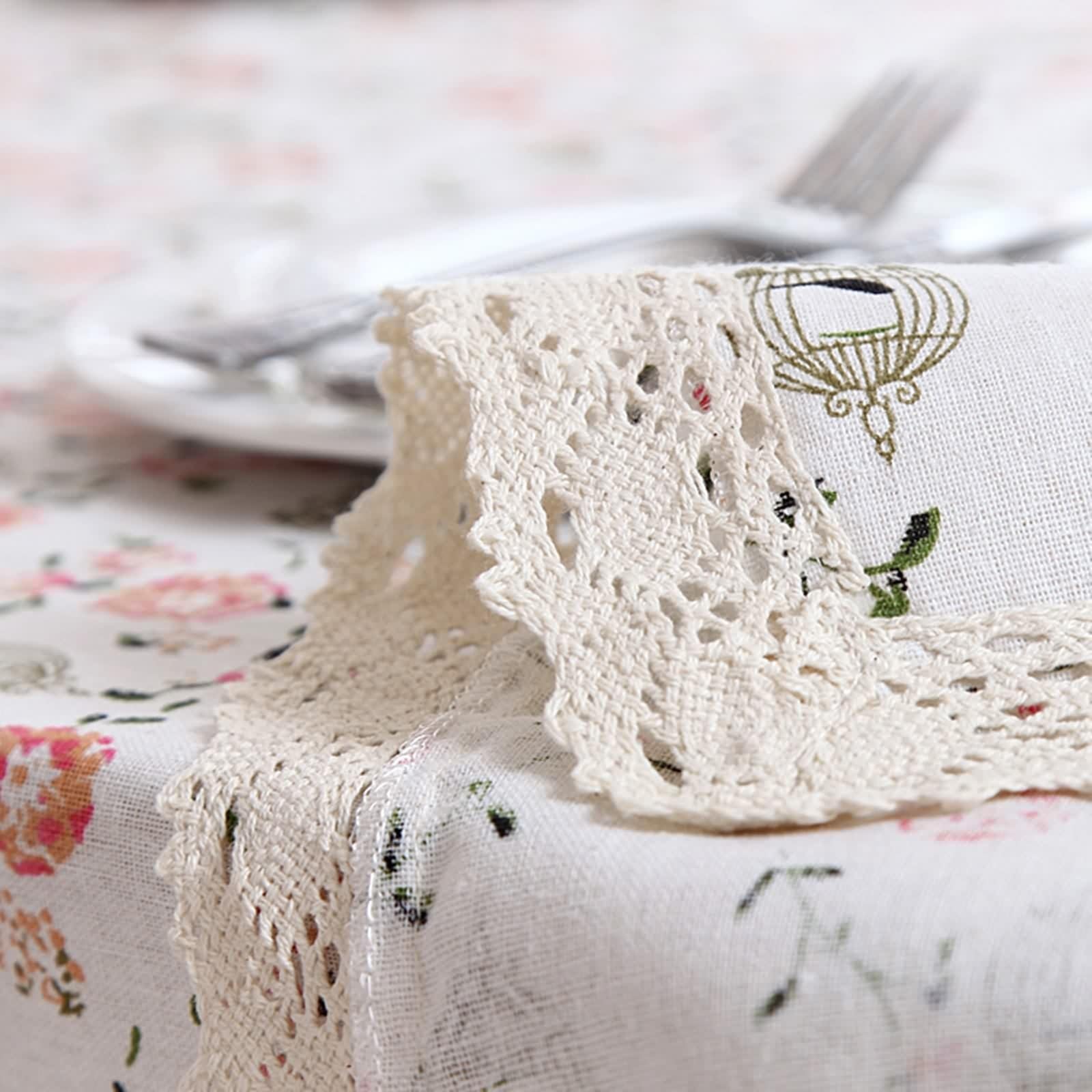 Tovaglia Rettangolare, Tovaglia Tavolo Sagra Colorato Cotone Poliestere Fiore Stampato Copritavolo 140X160CM per Compleanno Festa Matrimonio