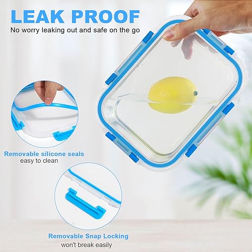 Miniatura 4 de Juego de 30 recipientes de vidrio para almacenamiento de alimentos juego de recipientes de vidrio para preparación de comidas con tapas de bloqueo a