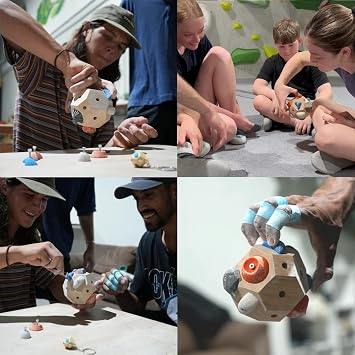 Handcrafted Boulder Block, Finger Training Tool for Climbers 3D Climbing Ball for Grip Strength Training Wooden Climbing Balls for Rock Climbers for Kids Adults (C)