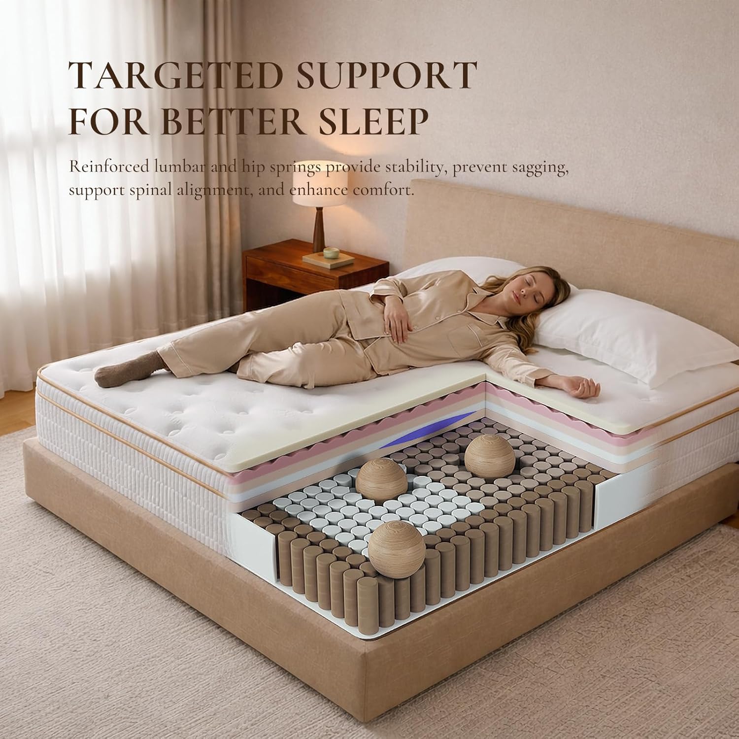 Full Size Mattress 12 Inches, Medium Firm Hybrid with Memory Foam & Individually Wrapped Coils, CertiPUR-US Certified, Fiberglass-Free Design