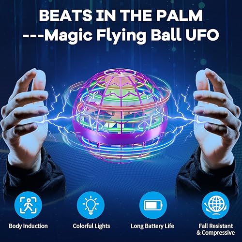 Miniatura 6 de Flying Orb Ball Toys,Manually Controllable Magic Flying Ball Indoor Outdoor Toy,360 Rotation Boomerang Hover Ball Mini Drone with LED