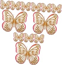 Kisangel 12 Pçs 3D Borboleta Oca Adesivos De Glitter Decoração De Bolo De Casamento Adesivos De Pérola Borboletas Borboletas Decoração De Parede Borboletas Escultura De Parede Pérola Papel