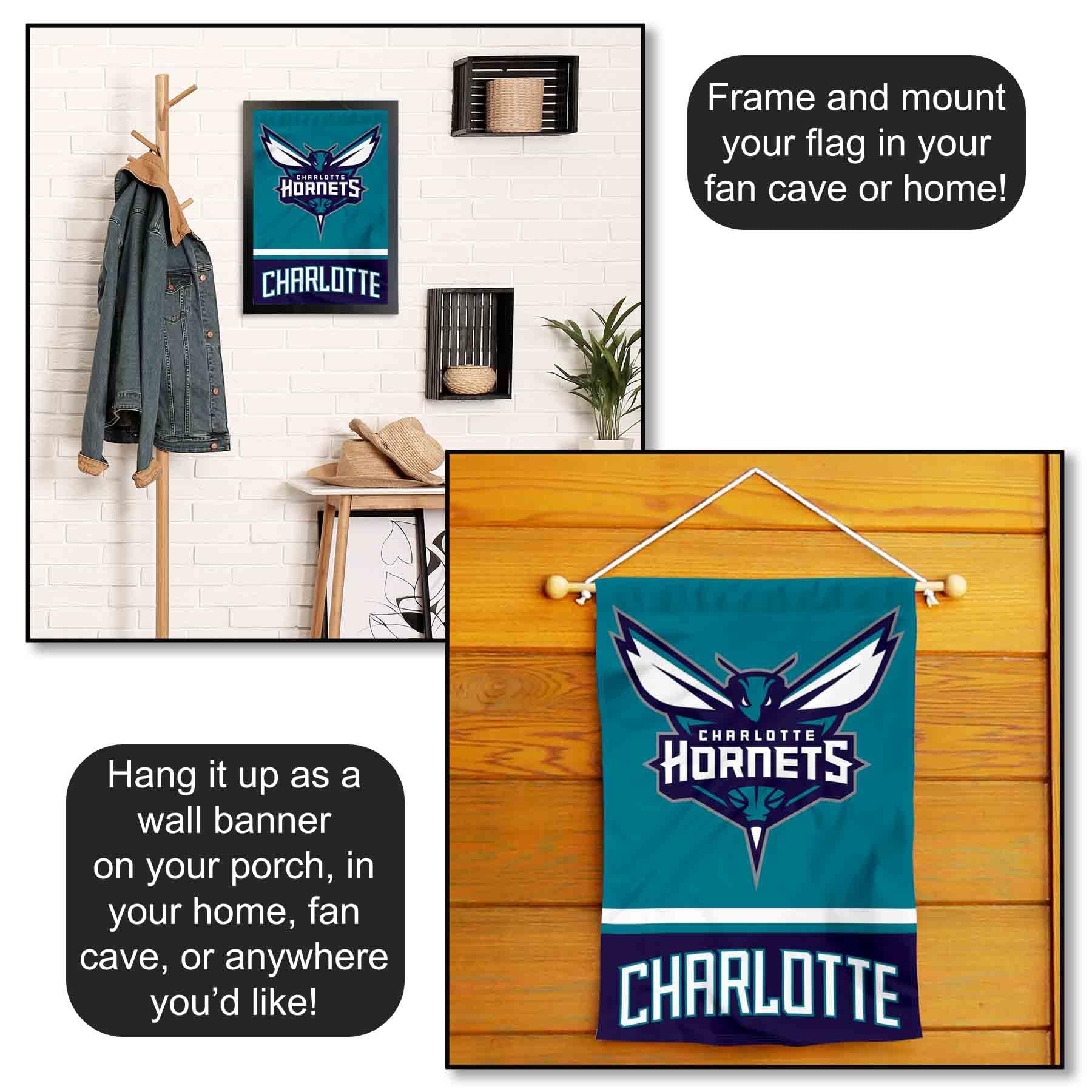 Charlotte Hornets Garden Flag and Yard Stand Included