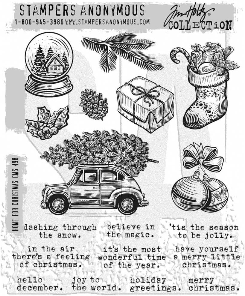 Tim Holtz Cling Stamps Home for Christmas - CMS498