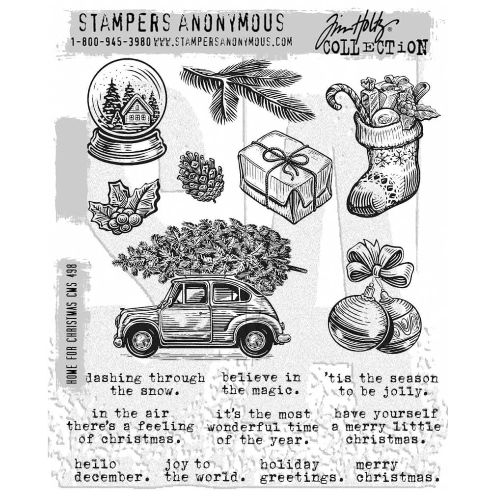 Art Gone Wild Tim Holtz Cling Rubber Stamps - Home For Christmas Cms498