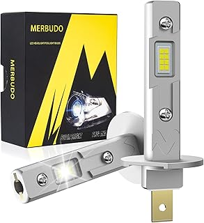 H1 LED Headlight Bulb Plug and Play, 1:1 Mini Size LED Fog Lights Bulbs, 16000LM High and Low Beam Headlights 500% Brighter Than Original Halogen, H1 HeadLight Conversion Kit 6500k (Pack of 2)