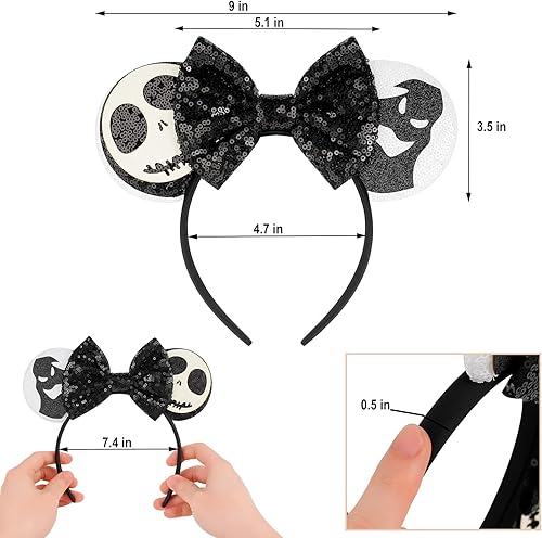 Miniatura 2 de FANYITY Orejas de ratón, diadema de lentejuelas con orejas de ratón para niños, niñas y mujeres, Halloween y viaje de Disney (HYL)