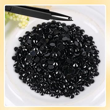 5000Pcs Black Rhinestones with Tweezers, 3MM Shiny Bedazzling Gems, for Nail Art, Cups, Mobile Phone Cases, Clothes, Greeting Cards