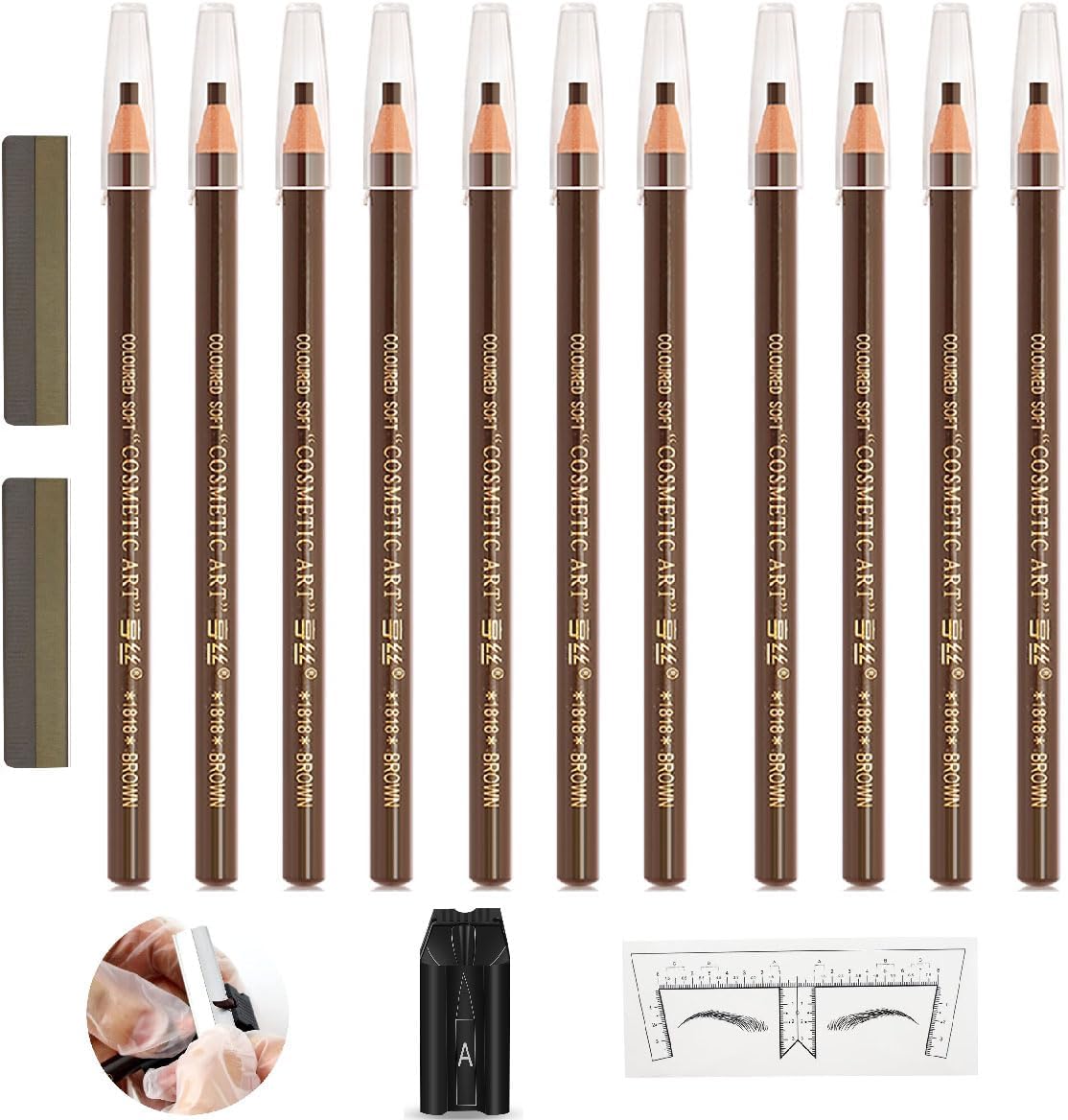 Amazon.com : Brow Pencil Mapping Kit 12pcs Microblading Eyebrows Pencil ...