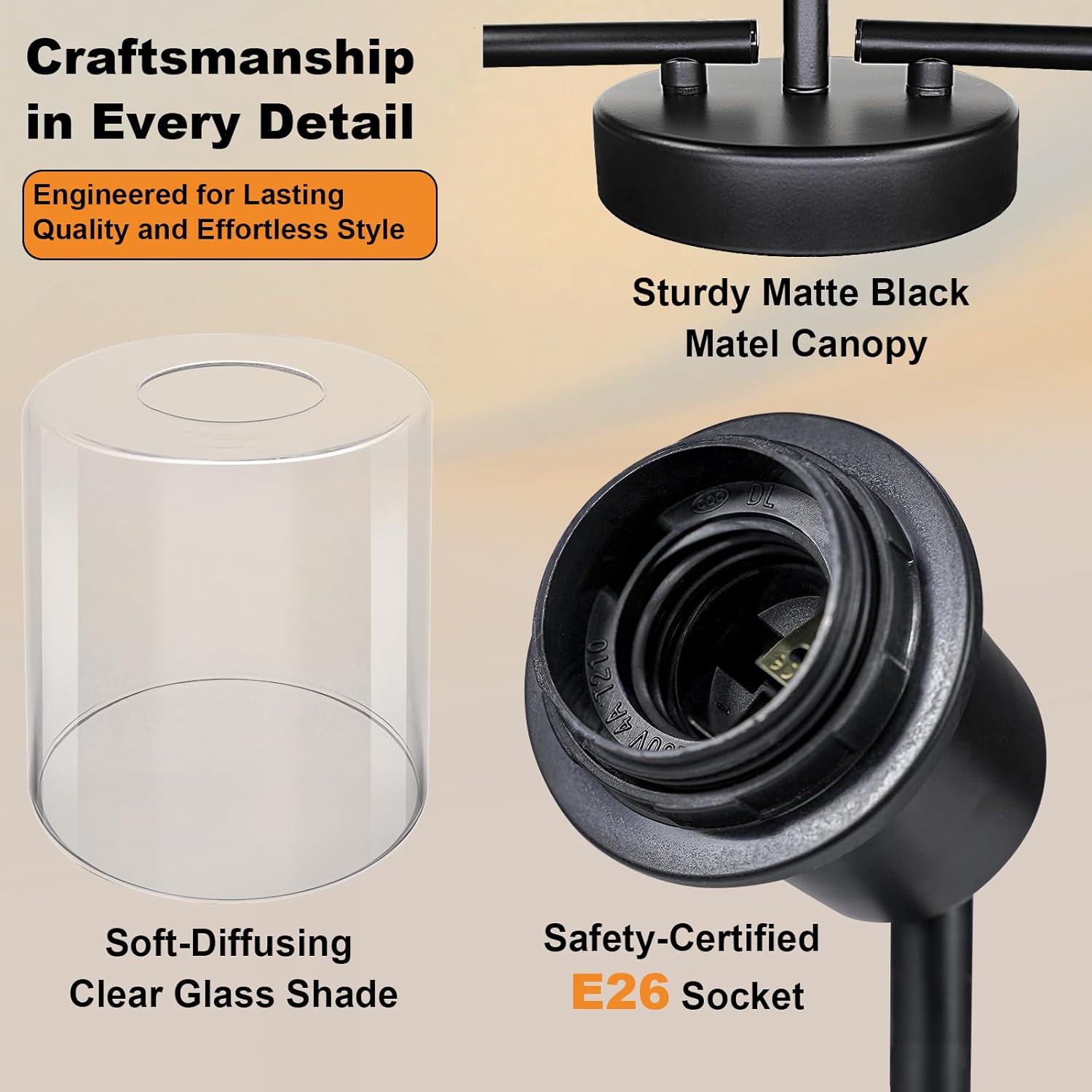 HiBay 5-Light Black Track Lighting Fixtures Ceiling, Multi Directional Foldable Glass Spotlight, Modern Farmhouse Industrial Track Light for Kitchen, Living Room, Home Office, E26 Base
