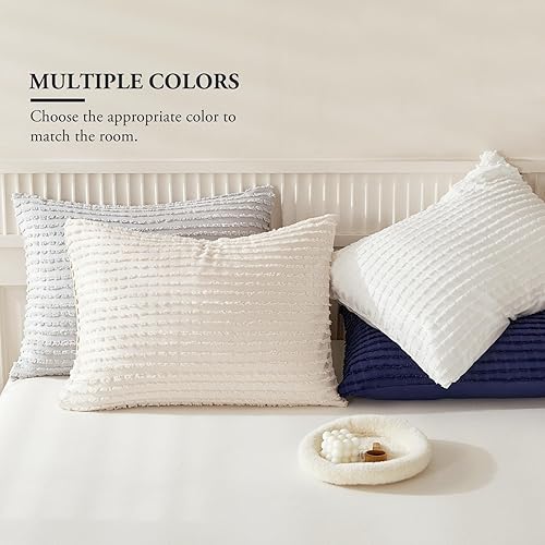 Miniatura 7 de WARMDERN Juego de 2 fundas de almohada azules de microfibra suave, fundas de almohada de microfibra suave con cierre de sobre (azul, King 20 x 36