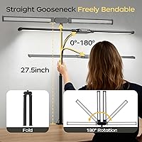 Vista 6 de LED Desk Lamp with Clamp, Double Head Adjustable Architect Light, Eye-Caring Monitor Desk Lamp for Home Office, Flexible Gooseneck Task Lamp with 10