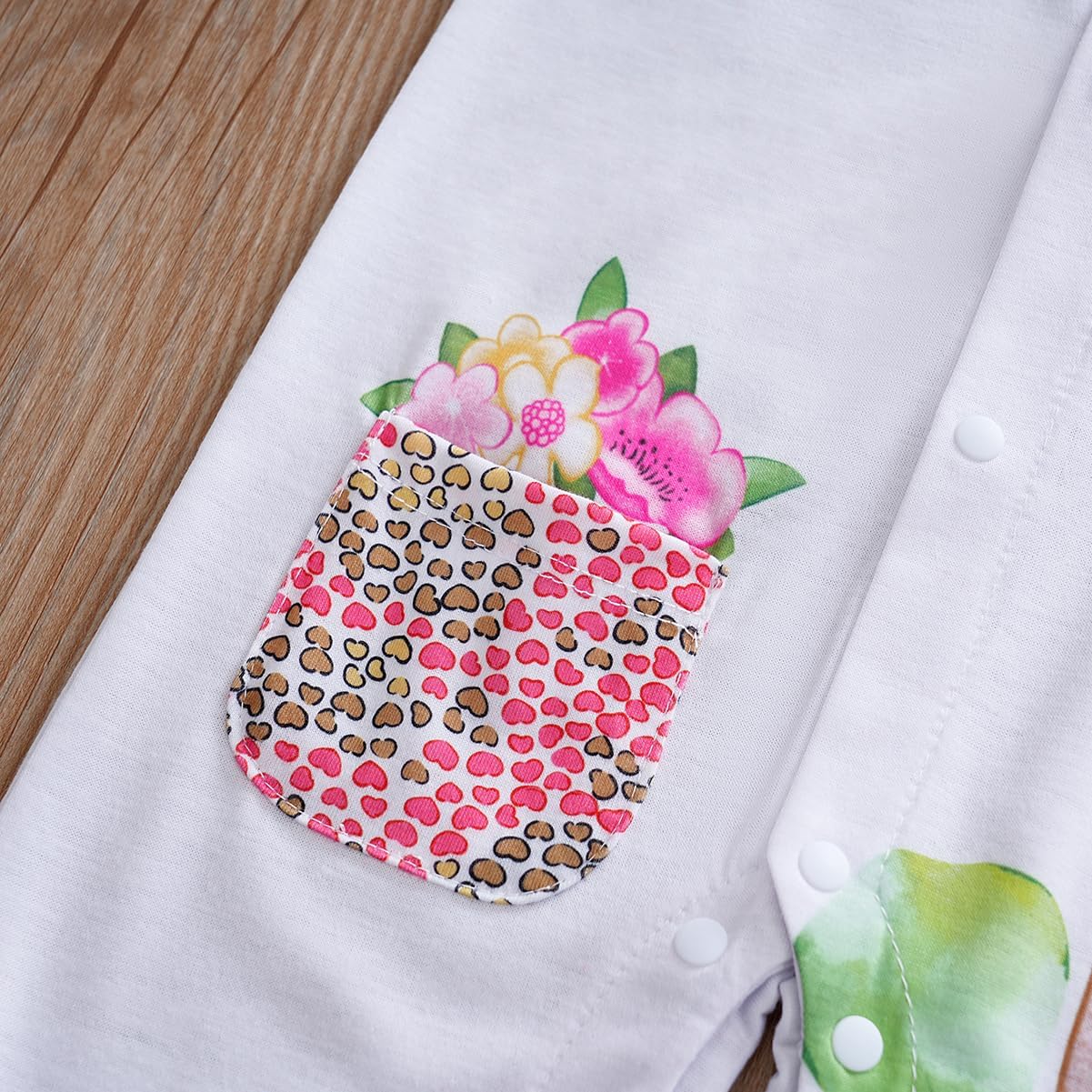 Cute Zebra Giraffe With Floral Print Long Sleeve Baby Girl Clothes White Jumpsuit For Baby One-Piece Romper - Image 6