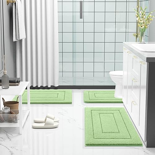 Miniatura 23 de Buganda Alfombras de baño, 24" x 16", Alfombras de baño de microfibra suaves y absorbentes, Alfombra de ducha esponjosa antideslizante, Alfombras de
