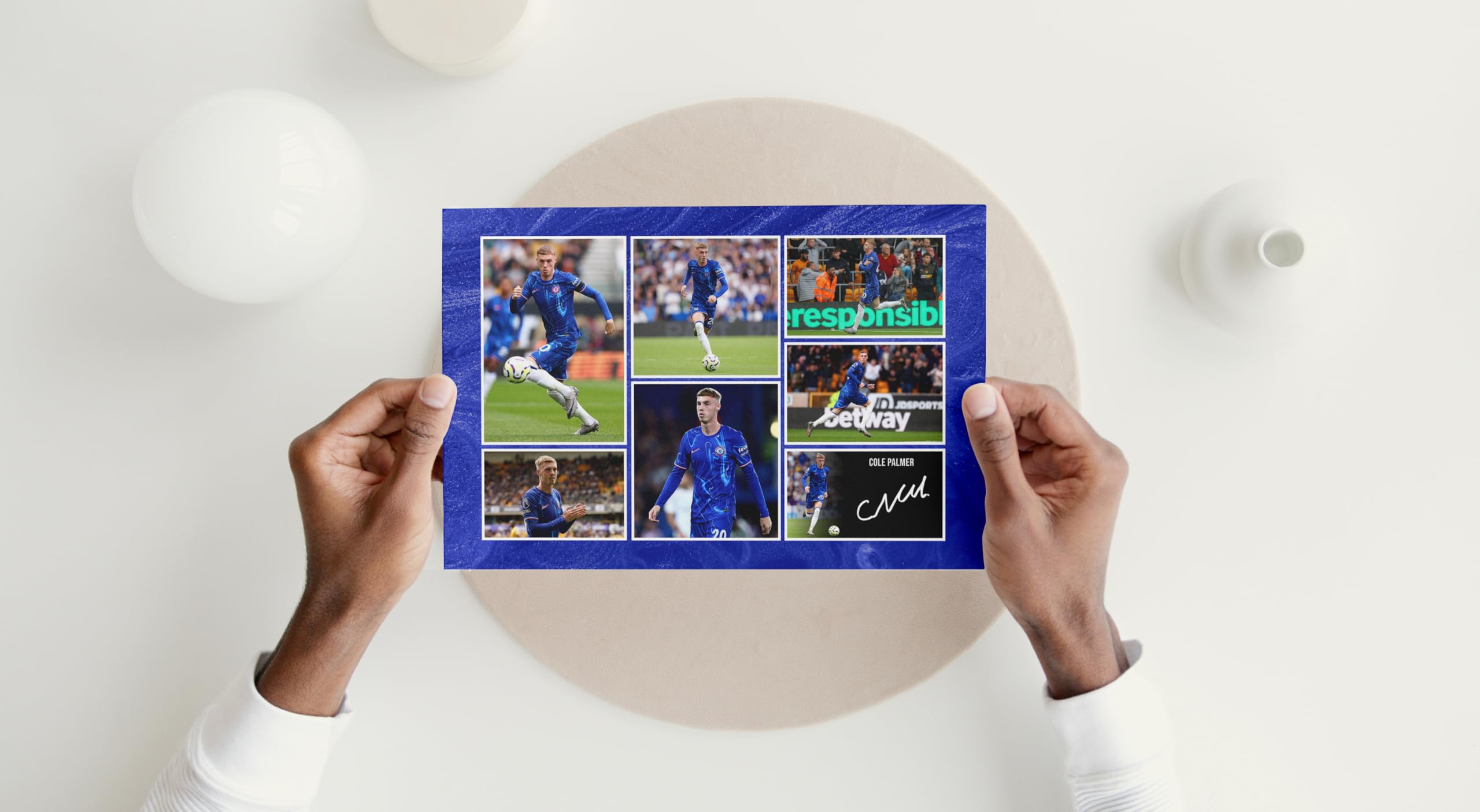 RJR PRINTS Cole Palmer – Chelsea Football Player firmado 30,5 x 20,3 cm, autógrafo impreso con una firma preimpresa que sería un excelente regalo para cualquier fanático.