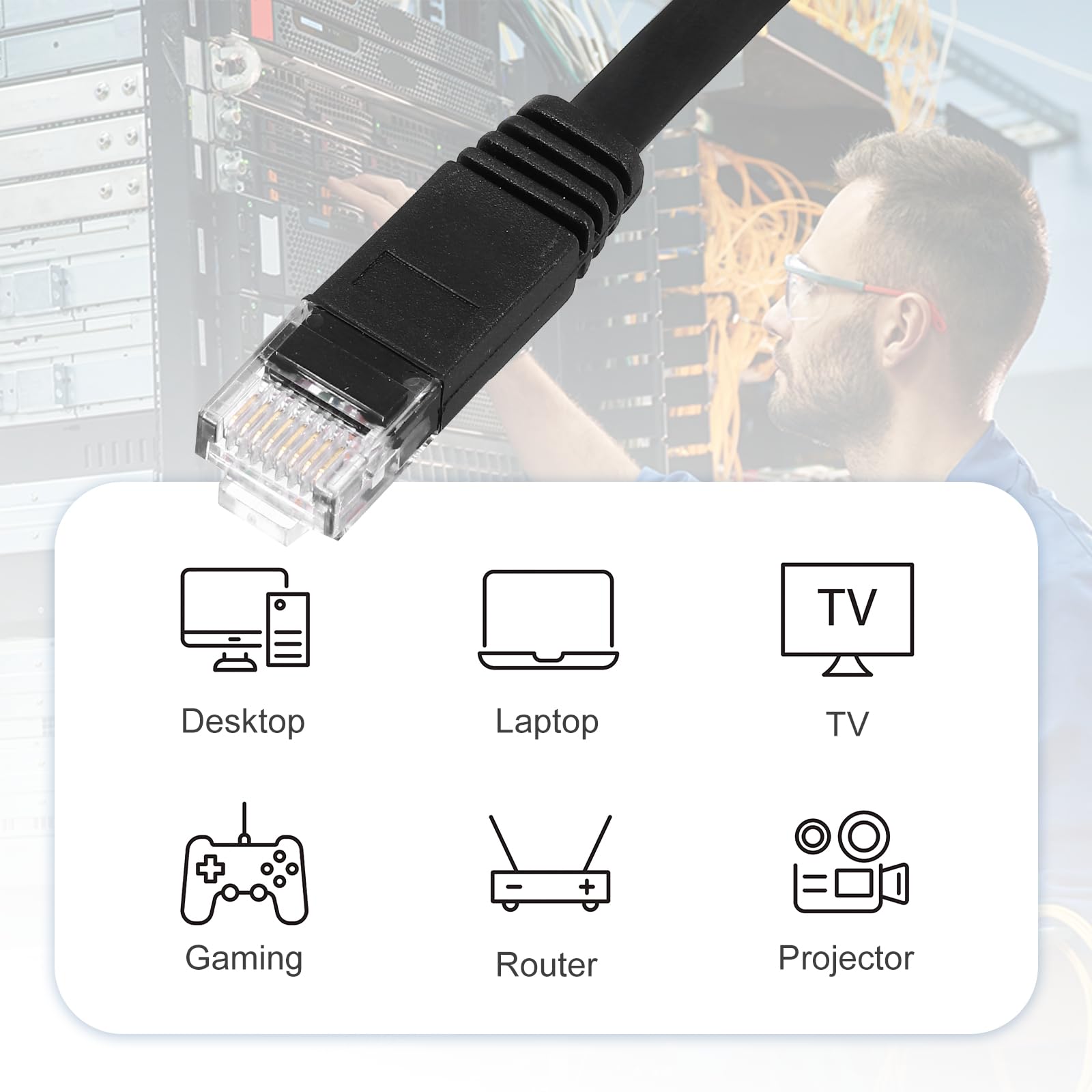 MECCANIXITY Kabel Ethernet Cat 6 25 m, 32AWG 250 MHz, płaski szybki kabel krosowy RJ45 Cat6 z klipsami do komputera, gier, routera, modemu, czarny