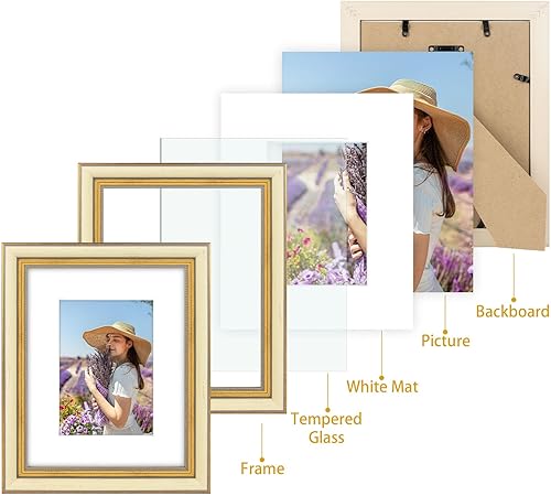 Miniatura 6 de Golden State Art, Marco de fotos adornado de 8 x 10 pulgadas para fotos de 5 x 7 pulgadas con paspartú o impresiones de 8 x 10 pulgadas sin