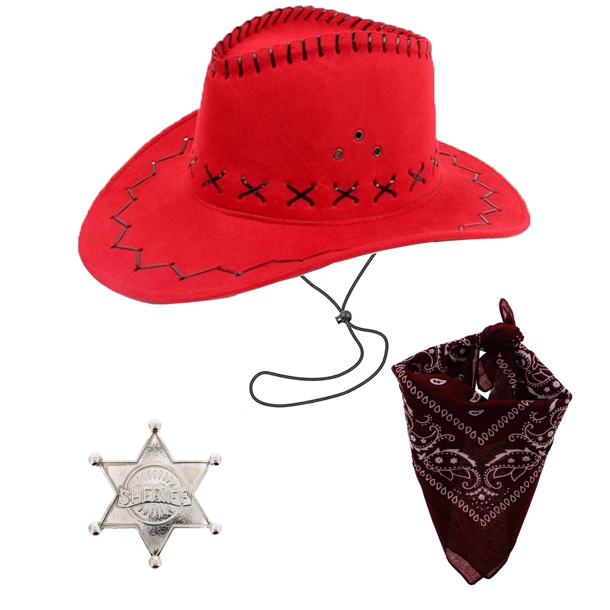 Zac's Alter Ego Fancy Dress Cowboy Sheriff Badge, Hat & Bandana/Neckerchief Set