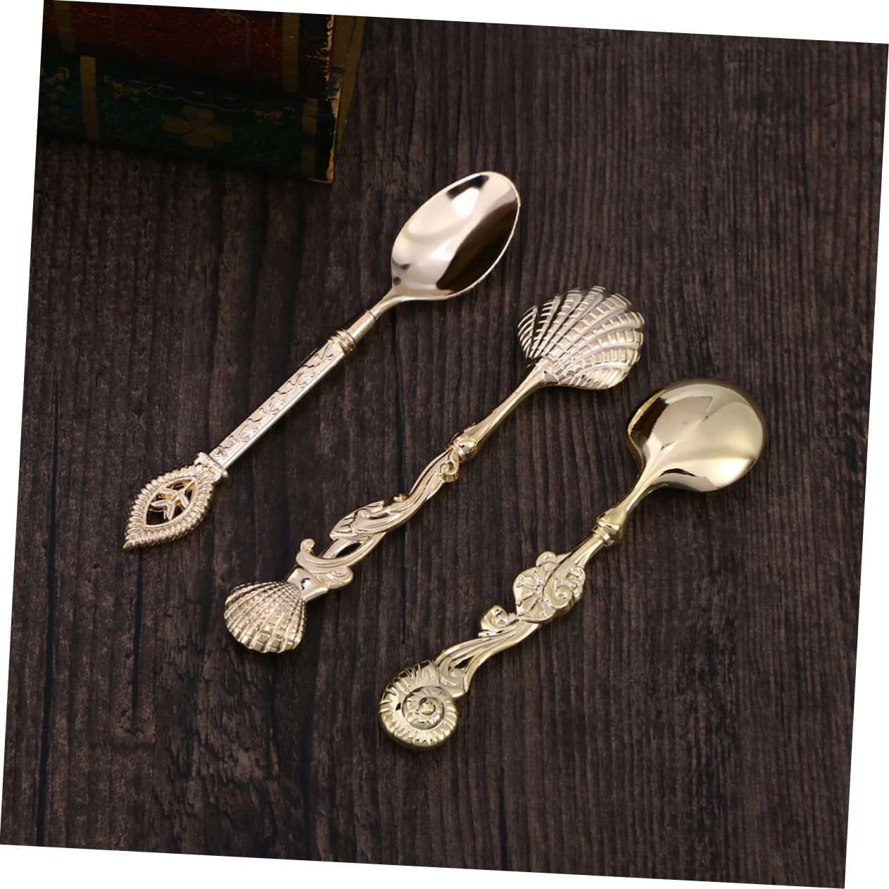 BESTonZON 15 Piezas Cucharas Doradas Para Café Cucharas De Café Antiguas Cucharas Soperas Juego De Cubiertos Cucharas De Espresso Kit De Cóctel Antiguo Cucharas Cafe Cristal Regalo