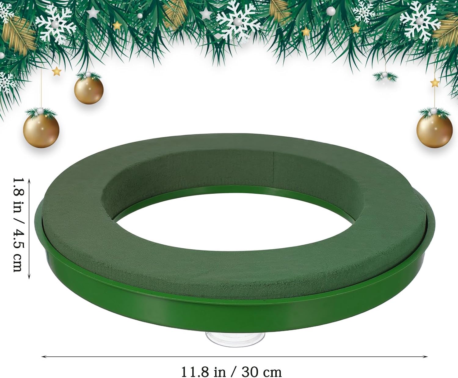 DOITOOL Foam Flower Ring with Suction Cup 11.8 inch Green Plastic Floral Foam Base for Wreath, Table Decorations, Wedding Car Fresh or Artificial Flowers Arrangement