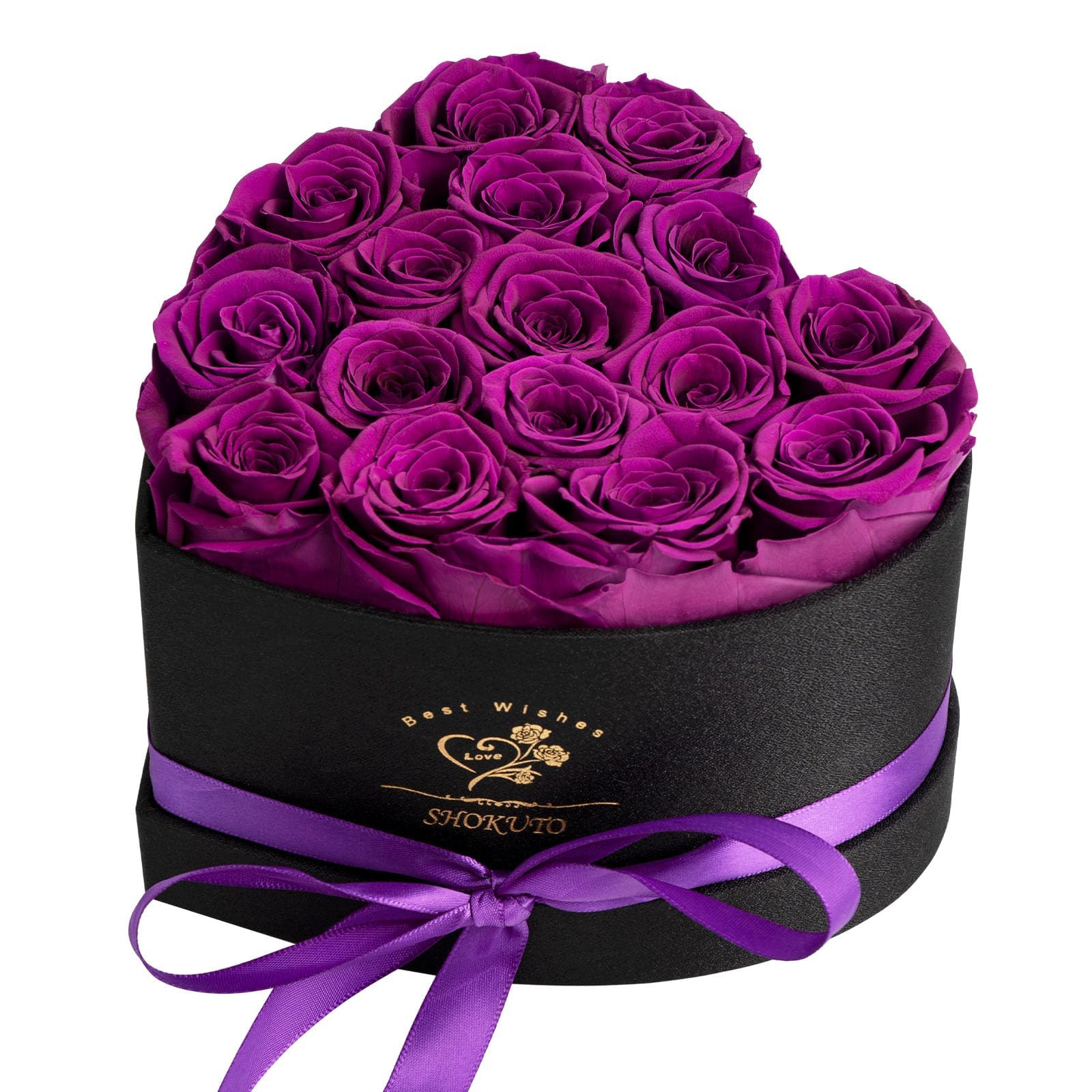 16-Piece Forever Roses in Heart Box,Preserved Rose Flowers,Birthday Gifts for Women Her Mothers Wife,100% Real Roses Last for 3 Years.Eternal Rose