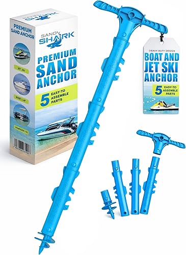 SandShark - Anclaje para barco deportivo y anclaje para moto acuática. Poste de anclaje de agua poco profunda para barco y PWC. Kit de anclaje de