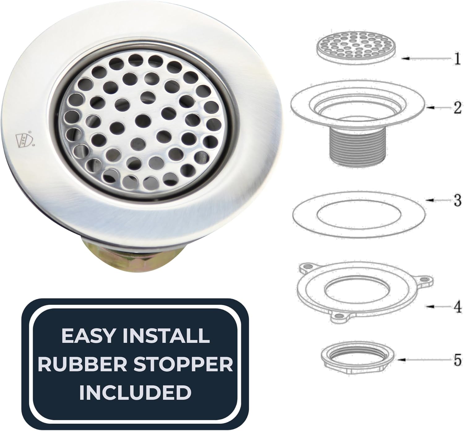 Nantucket Sinks 3 inch Utility Commercial Sink Grid Drain 4.5 Inch Overall 3CHGR