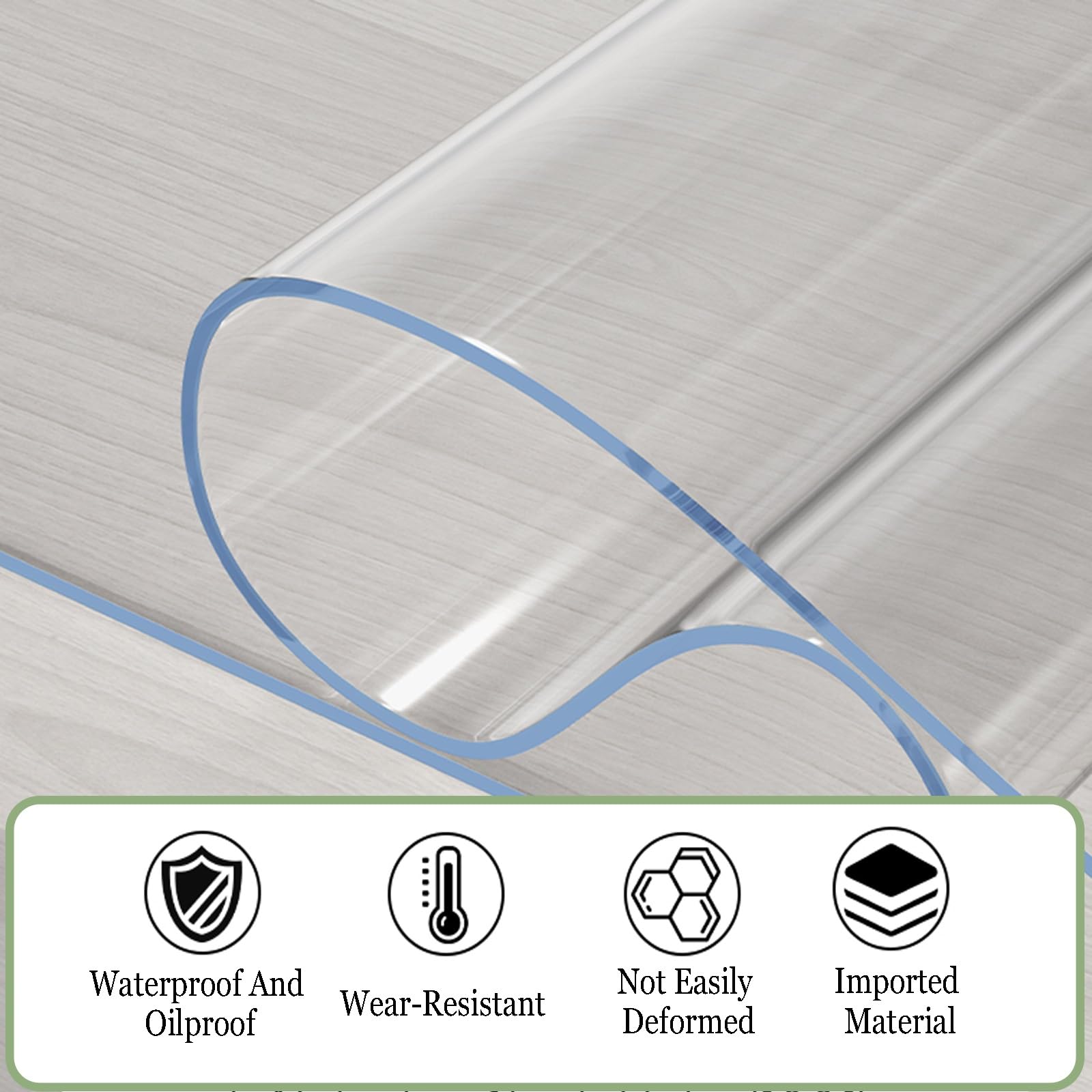 Doorzichtige tafelbeschermer, 1,5 mm dik transparant tafelkleed, PVC hoes Transparante sterke waterdichte tafelbeschermermat, for eettafels, salontafels(60x200cm/23.6x78.7in