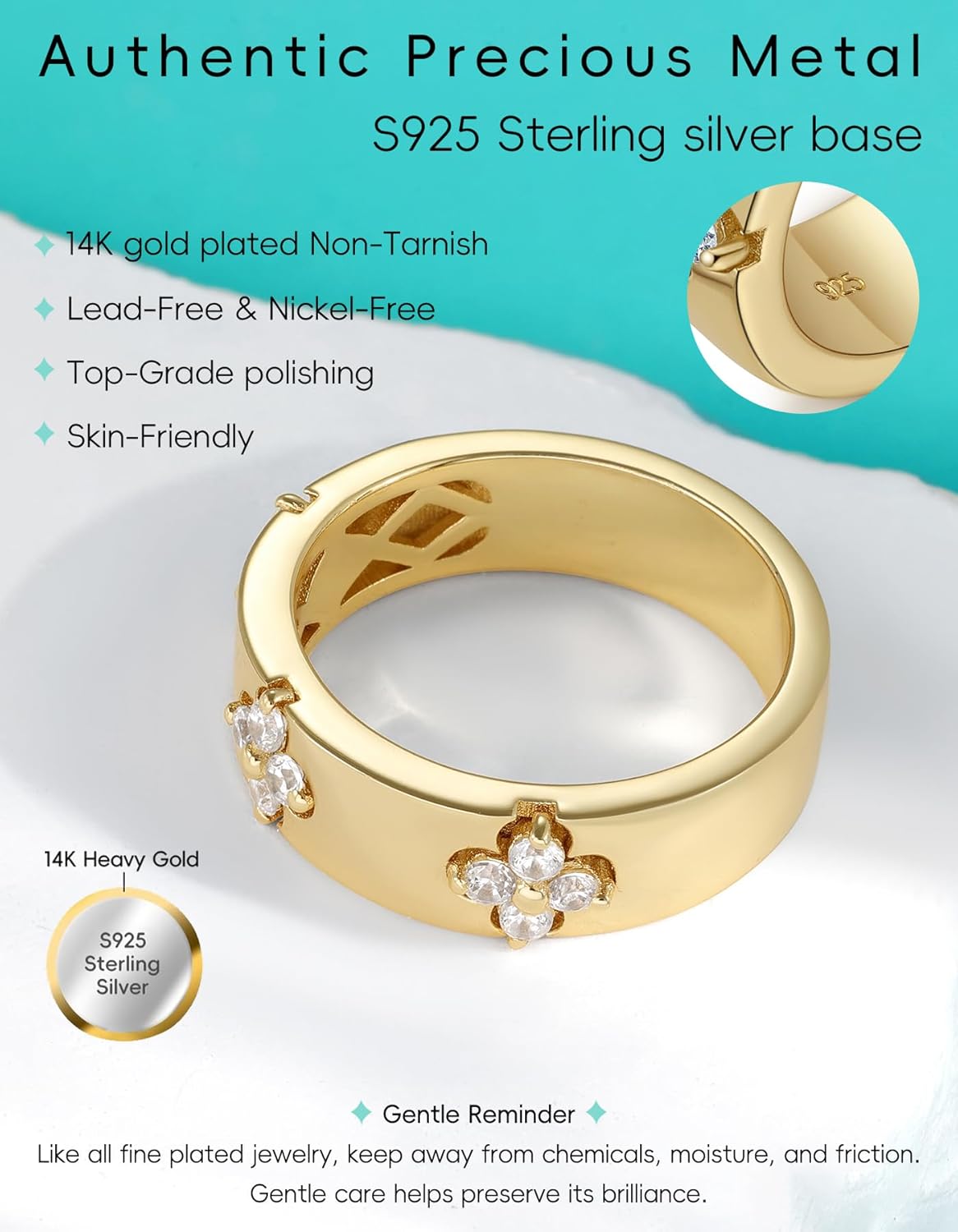 Premium Clover Rings for Lucky Women with Lab-Grown Moissanite|Lab-Grown Emerald|14... - Image 8