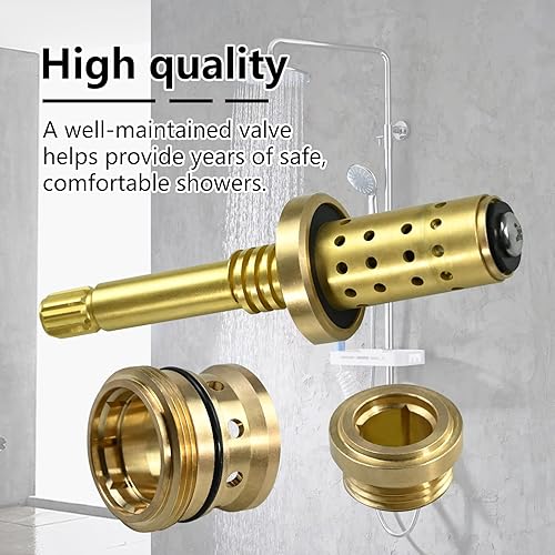 Miniatura 6 de Conjunto de husillo TA-10 y kit de asiento TA-4 para la serie de ducha Symmons Temptrol, latón pulido, montaje en pared, 20 pulgadas