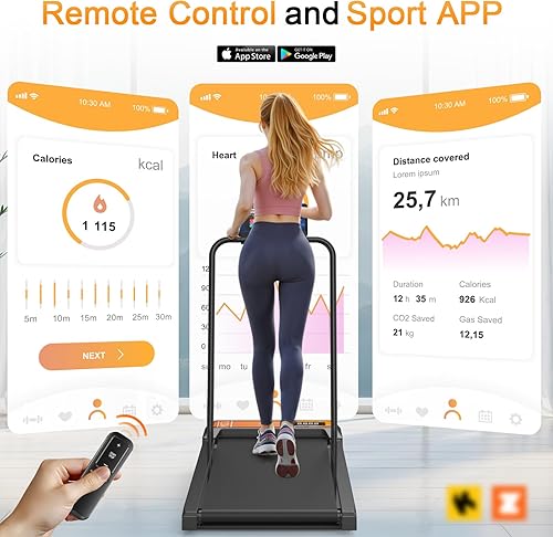 Miniatura 3 de Walking Treadmill Pad with Handle Bar, Silent Fitness Equipment, Treadmill with 4-in-1 Modes, Easy Assembly, Portable Home Gym Equipment