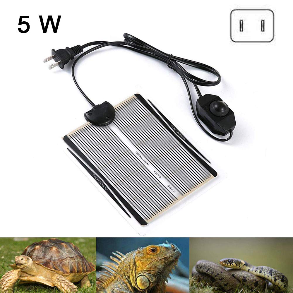 Reptile Heat Mat, 5W Adjustable Under Tank Heater with Temperature Control Reptile Heat Pad for Reptiles Snake Lizard Turtle Gecko Spider Scorpion Frog Tortoise Plant Box (5W)