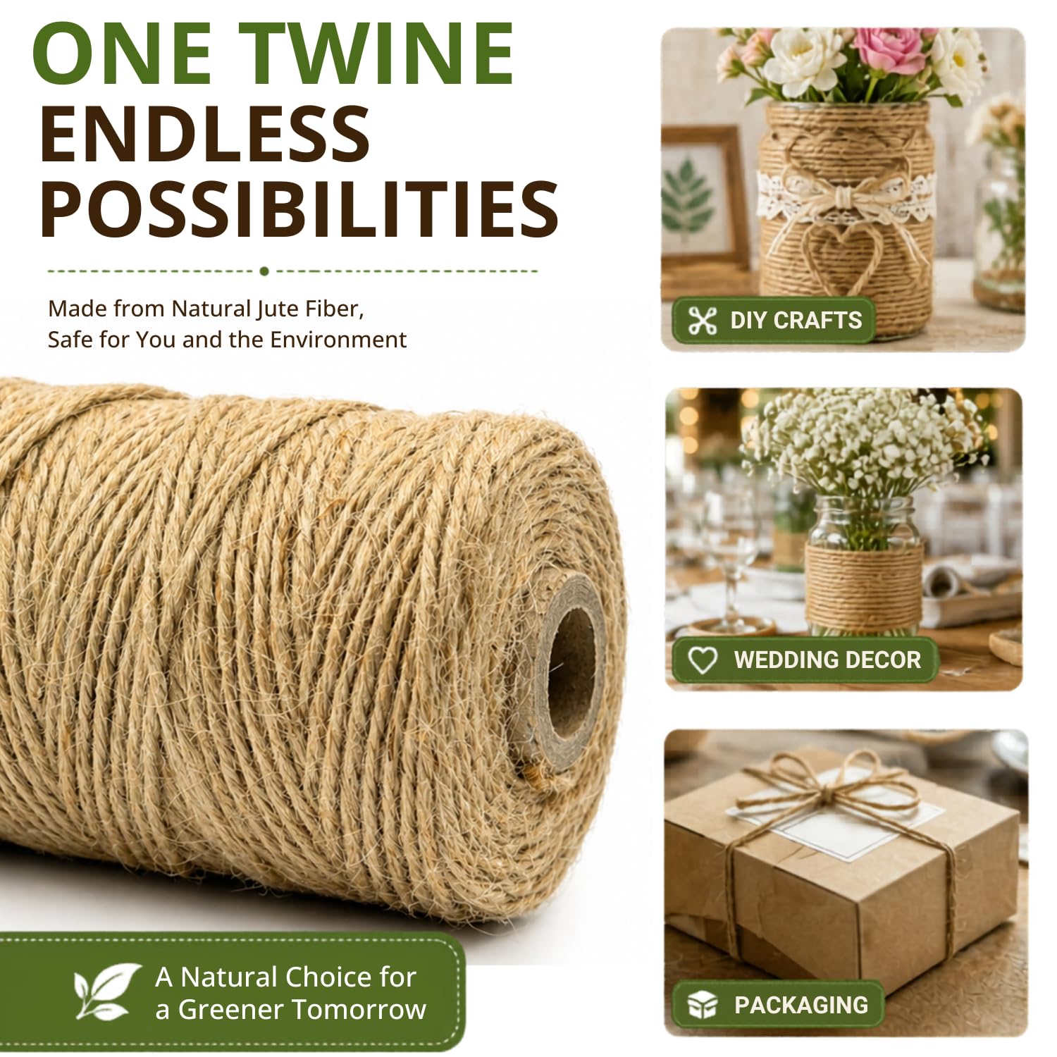 Natural Jute Twine - 300M for Crafts & Gardening -5 Natural Jute Twine - 300M for Crafts & Gardening -5
