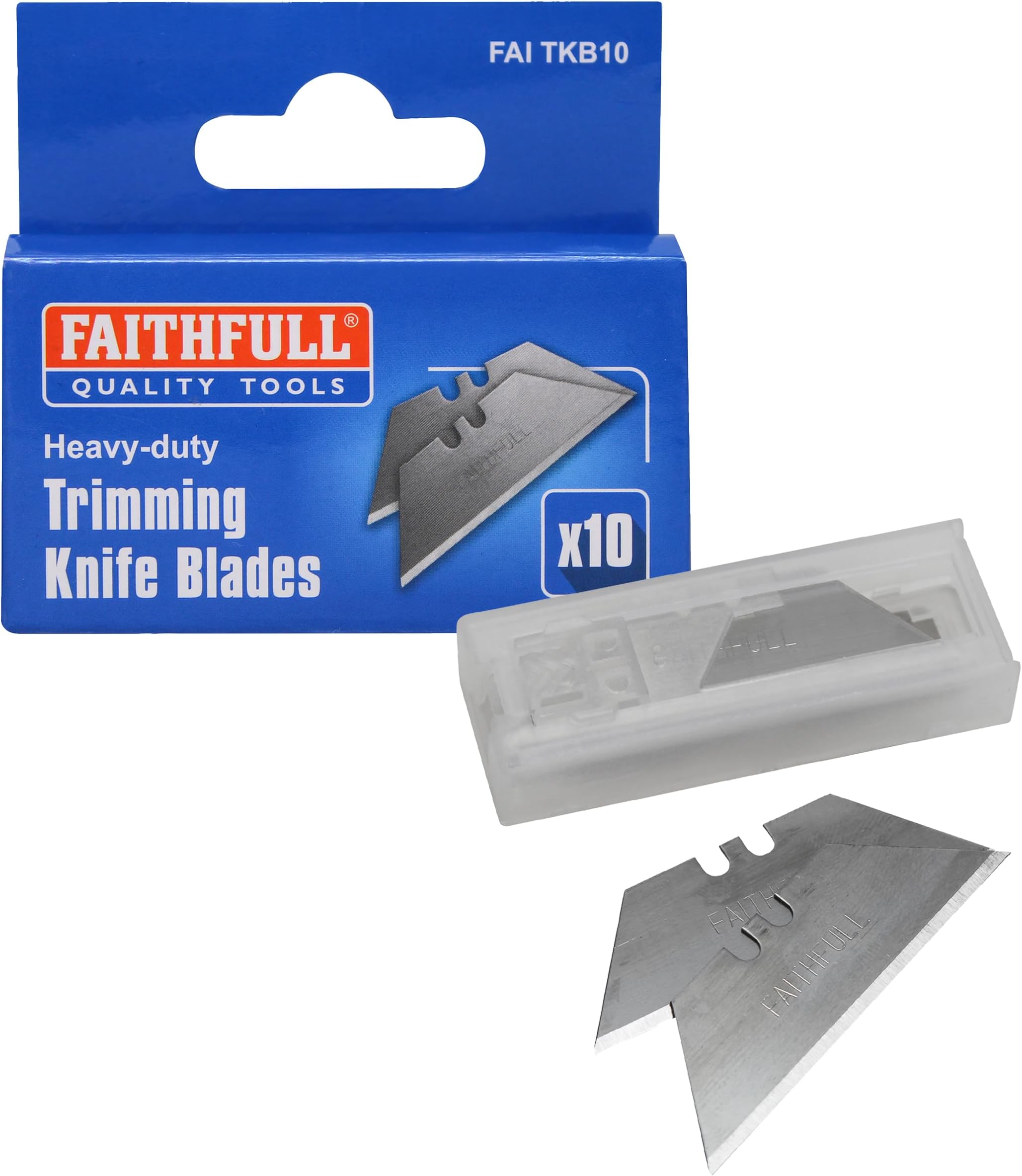 Faithfull Heavy-Duty Trimming Knife Blades with Wallet Dispenser – Pack of 10