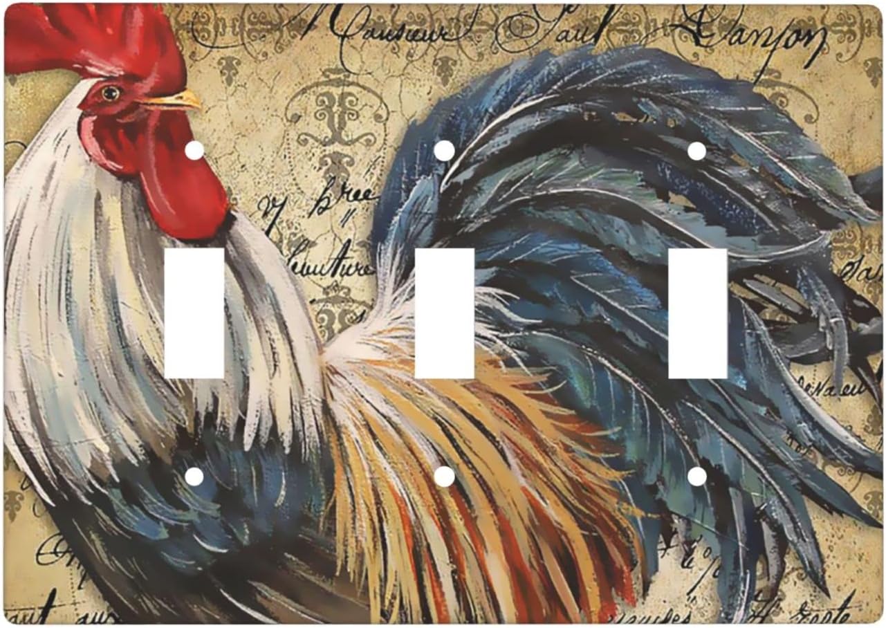Triple Toggle Light Switch Wall Plates Vintage Roosters Light Switch