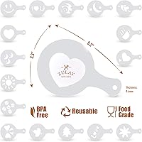 Vista 3 de Zulay Kitchen 16 plantillas de café para arte con leche, accesorios de barista para café con leche, capuchino y chocolate caliente, plantillas