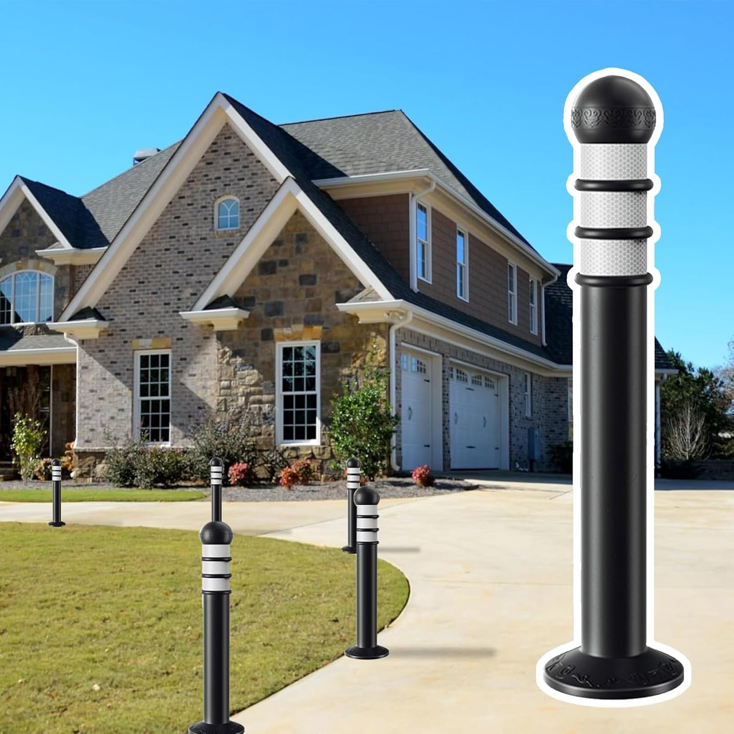 Amazon.com: parking barrier, 80cm H Plastic Bollard Post for Driveways ...