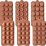 6 Pack Chocolate Molds Candy Molds Silicone, Food-Grade Non-Stick Jello Mold, Crayon Mold, Silicone Baking Mold, BPA Free, including Flower, Heart, Star, Round, Square, Whirlpool