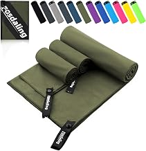 Fosdaling Microfibre Towel Set of 3 (Large 160 x 80 cm and 2 Small 80 x 40 cm), Quick-Drying Microfibre Fitness & Sports Towels, for Beach Towel, Bath Towel, Sports Towel and Travel Towel