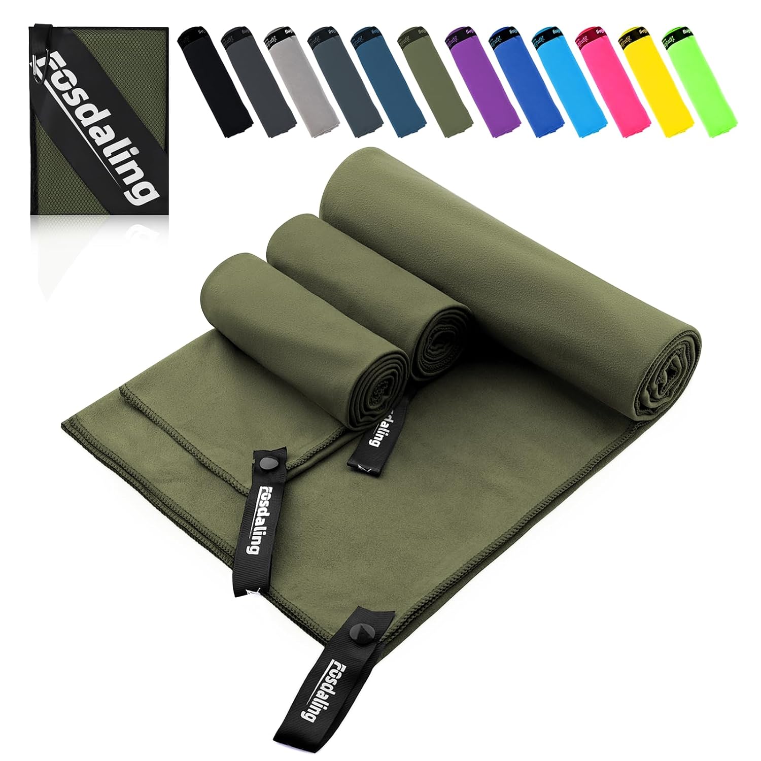 Microfibre Towel Set of 3 – Large 200 x 100 cm and 2 Small 80 x 40 cm, Quick-Drying Microfibre Sports Towel for Travel Towel, Bath Towel, Fitness & Sports Towels and Beach Towel…