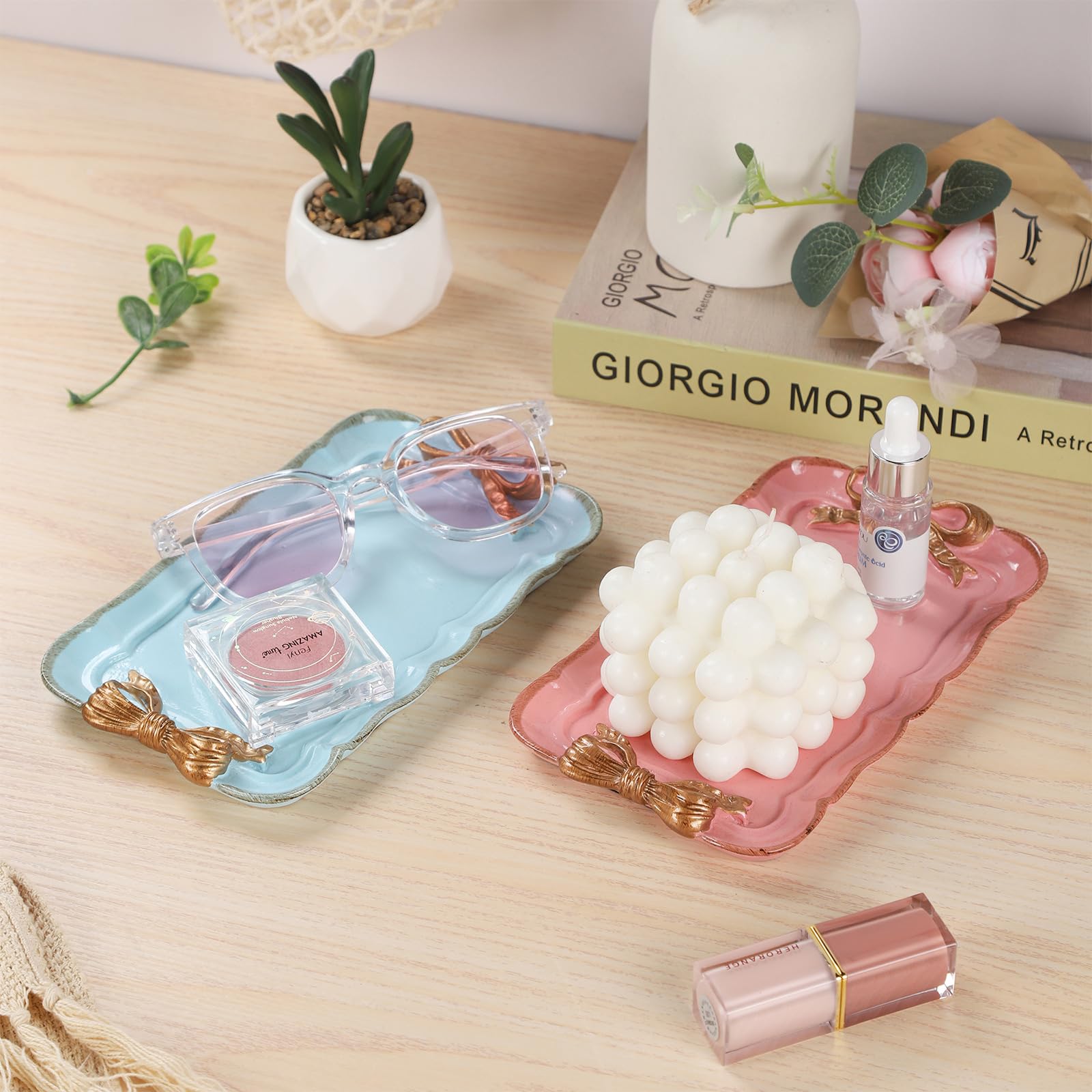 Amazon.com: IBWell Resin Aesthetic Room Décor Pink Jewelry Tray