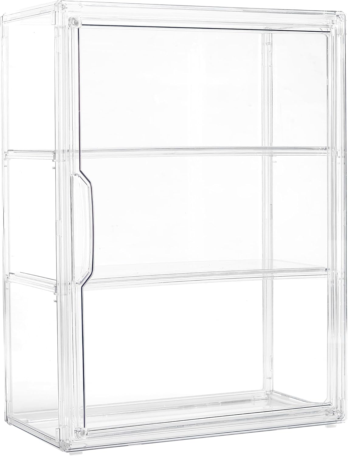 Acrylic Display Case for Collectibles 3 Tier Figure Display Case with 2 Movable Plates Clear Display Cases for Figures with Magnetic Door Tall Display Box, 1 Pack