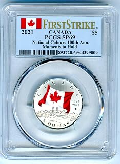 2021 No Mint Mark Royal Canadian Mint Canada Flag National Colors First Strike $5 PCGS SP69