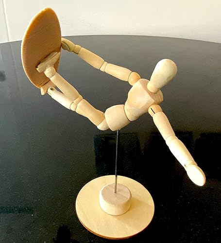 Miniatura 3 de CRAFTED INGENUITY støkOLO - Posable Surf Art 55 Wooden Figure Nautical Home Decor Surfer Statue Gift with Realistic Surfboard for Living Room