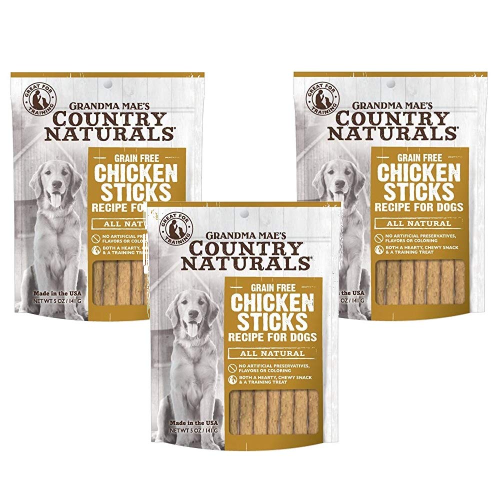 Grandma Mae's Country Naturals Grain Free Chicken Sticks Chewy Dog Treats, 5 Ounces (3 Pack)